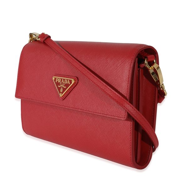 Prada Red Saffiano Wallet With Strap - Picture 2 of 8